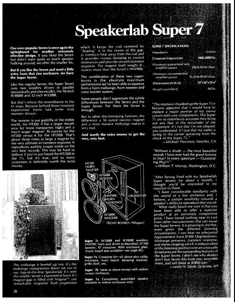 SpeakerLab 7 Audiokarma Home Audio Stereo Discussion Forums