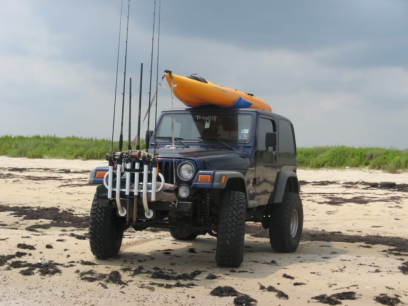 Jeep fishing rod rack #1