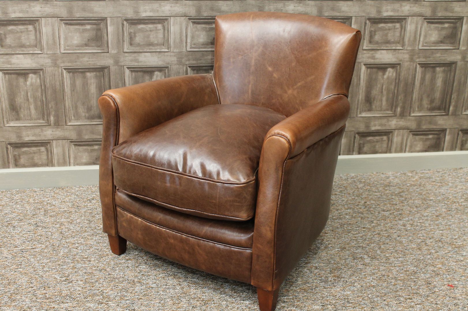 VINTAGE STYLE CLUB LEATHER ARMCHAIR AGED LEATHER eBay