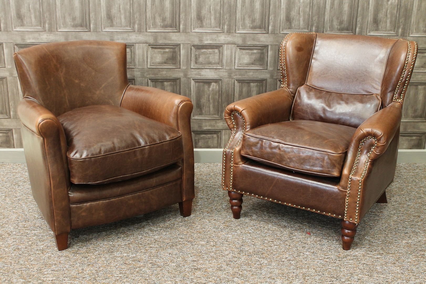 VINTAGE STYLE CLUB LEATHER ARMCHAIR AGED LEATHER eBay
