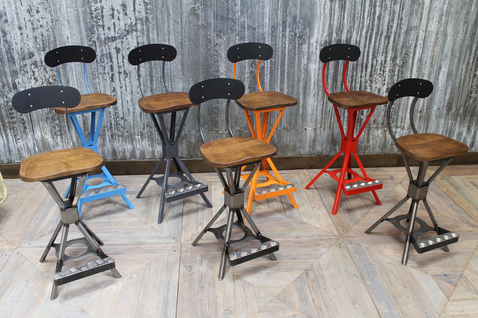 INDUSTRIAL STYLE MACHINIST STOOL UK MANUFACTURED STOOL WITH BACK LOW