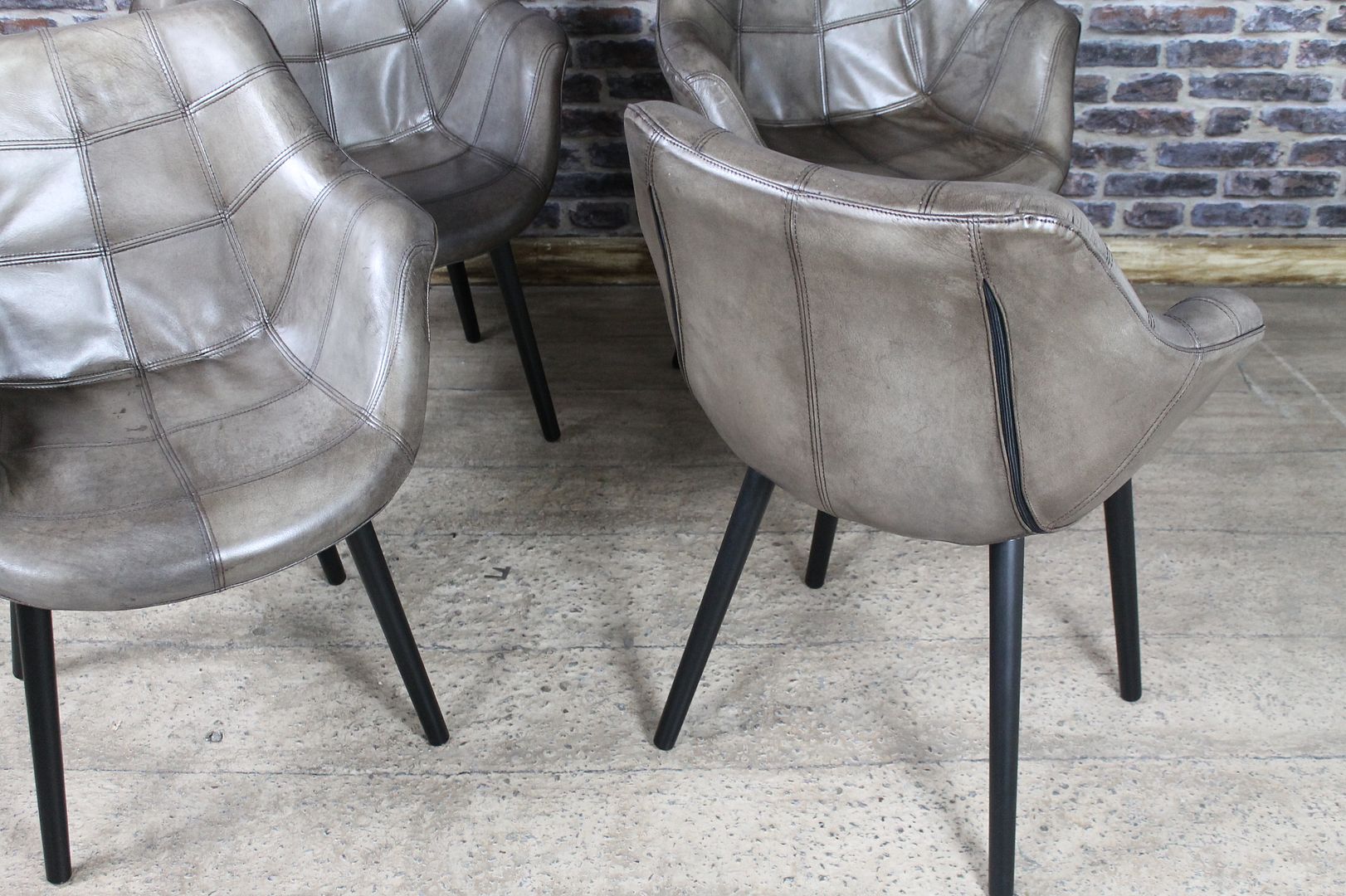 CLAY LEATHER VINTAGE STYLE KITCHEN DINING CHAIR BUCKET ARMCHAIR THE