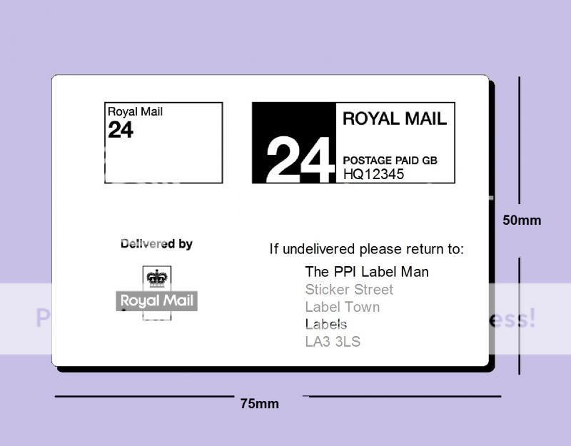 1000 Printed Royal Mail PPI labels ON ROLL HD Permanent return address ...
