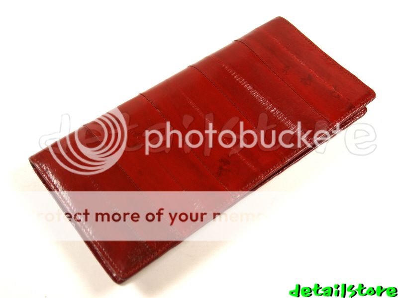 EEL SKIN leather CHECKBOOK COVER HOLDER WALLET RED  