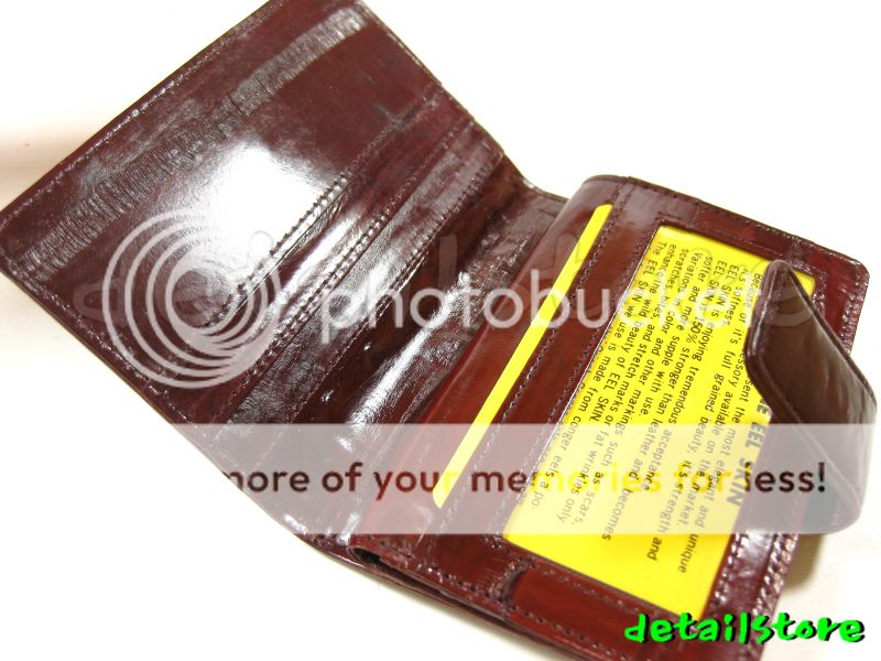 EEL SKIN KEY/ID/CREDIT/CARD CASE HOLDER WINE BURGUNDY  