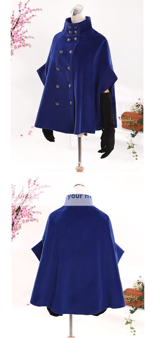   Kera Gothic NANA Japan Fashion Cute Bating Thick Cape Coat Jacket Blue