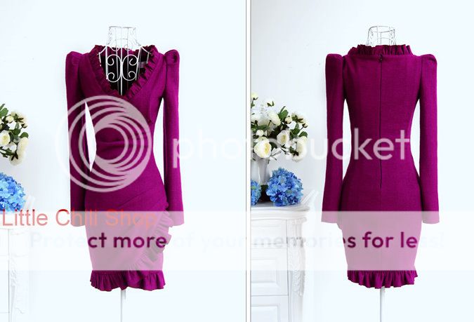 OL Kawaii Fashion Dolly sweet Cute Princess Women SLIM Purple Dress 