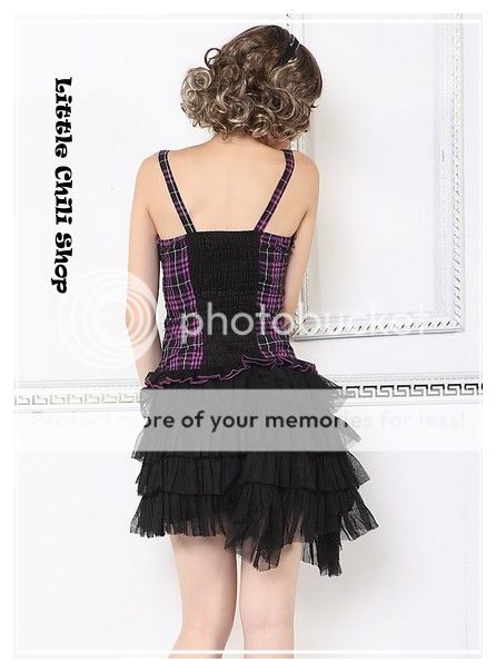 Sweet PUNK NANA Kera GOTHIC DOLLY Plaid VEST TOP 61156  