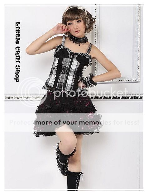 Sweet PUNK NANA Kera GOTHIC DOLLY Plaid VEST TOP 61156  