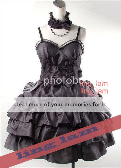 Dolly Gothic Punk Lolita Party Dress+necklace 61182 BLK Size L  