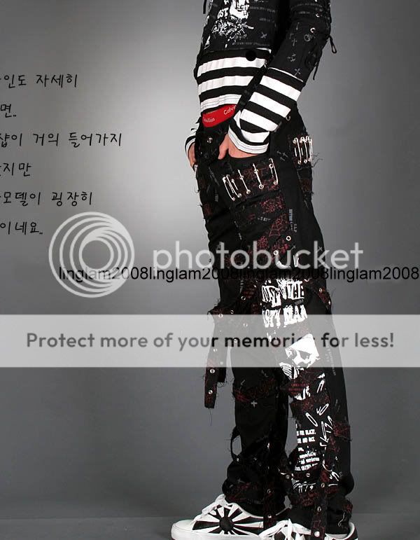 GLP UNISEX INDUSTRIAL EMO BONDAGE visual KEI PANTS Blk